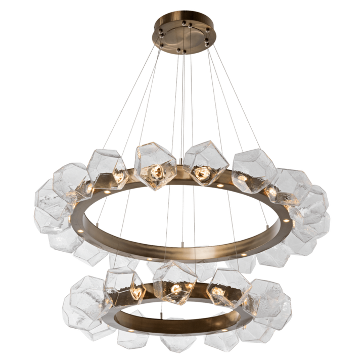 Hammerton Gem Radial Ring Two Tier - 36/48 Chandeliers Hammerton Studio Metallic Beige Silver Blown Glass Gem - Amber 2700