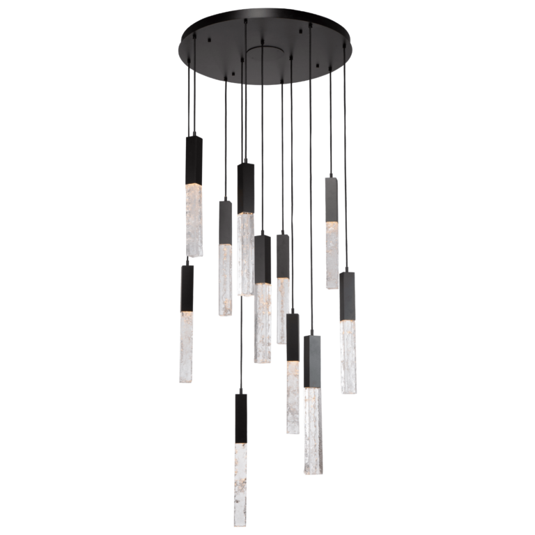 Hammerton Axis Multi-Port - 11 Pendants Hammerton Studio Metallic Beige Silver Clear Textured Cast Glass 2700