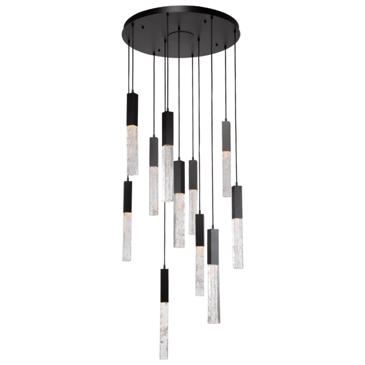 Hammerton Axis Multi-Port - 11 Pendants Hammerton Studio Metallic Beige Silver Clear Textured Cast Glass 2700