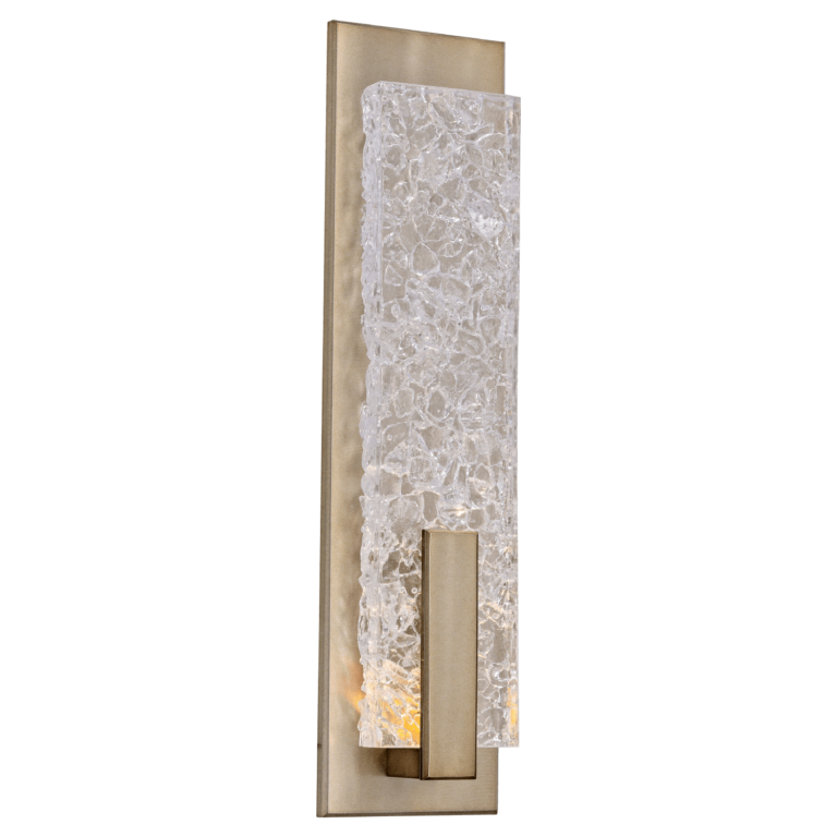 Hammerton Glacier Indoor Sconce-19 Wall Light Fixtures Hammerton Studio Metallic Beige Silver Clear Textured Cast Glass 2700