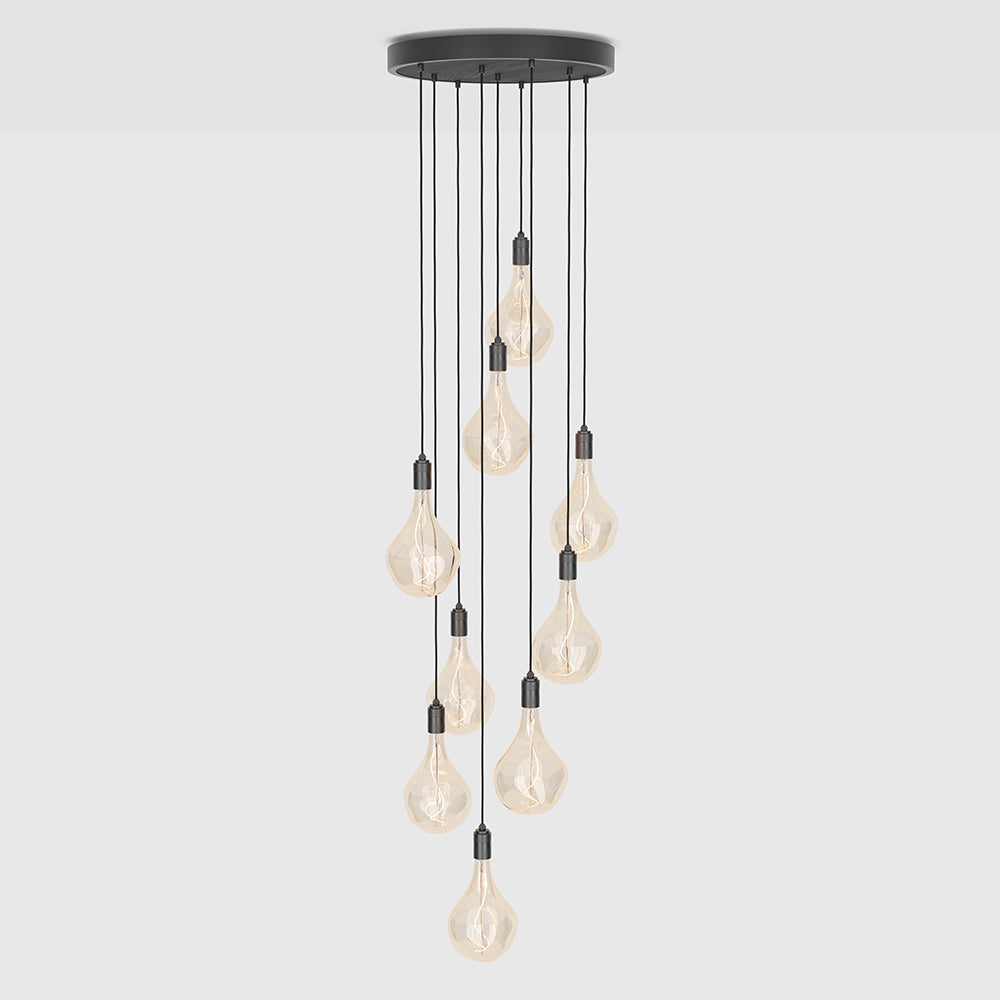 Tala Nine Pendant with Large Canopy and Voronoi II Bulbs