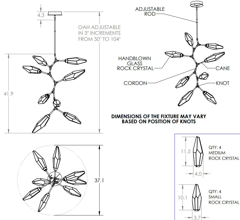 Hammerton Rock Crystal Modern Vine - 8 pc