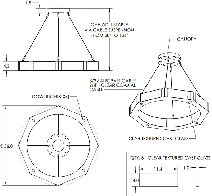 Hammerton Glacier Single Tier - 36 Chandeliers Hammerton Studio   