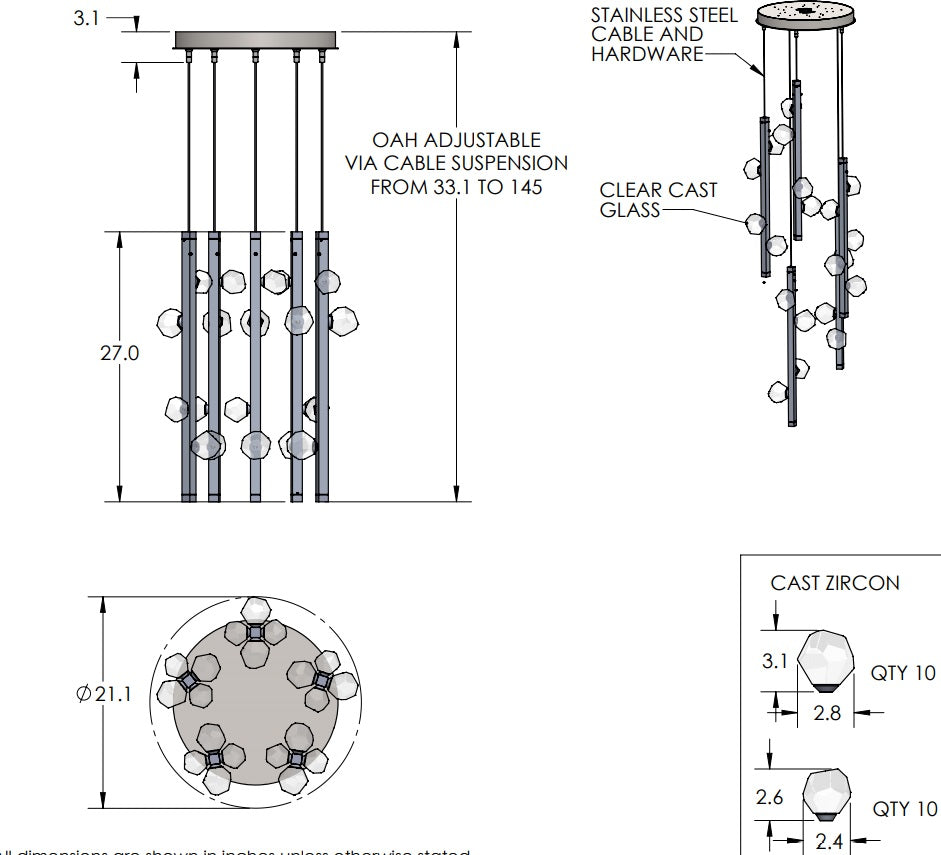 Hammerton Stella Round Multi-Port 5 Pc. Pendants Hammerton Studio   