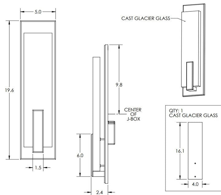 Hammerton Glacier Indoor Sconce-19 Wall Sconces Hammerton Studio   