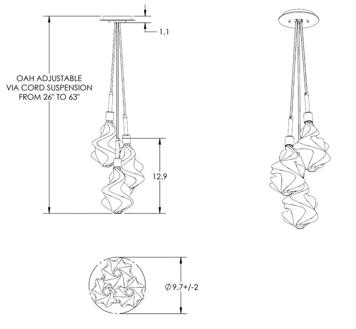 Hammerton Blossom Cluster - 03 10" Pendants Hammerton Studio   