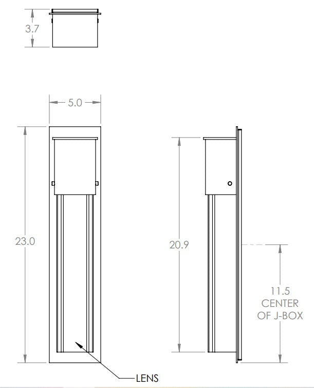 Hammerton Outdoor Tall Square Cover Sconce with Glass