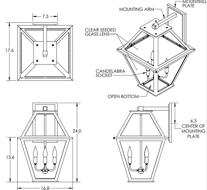 Hammerton Terrace Candleabra Lantern