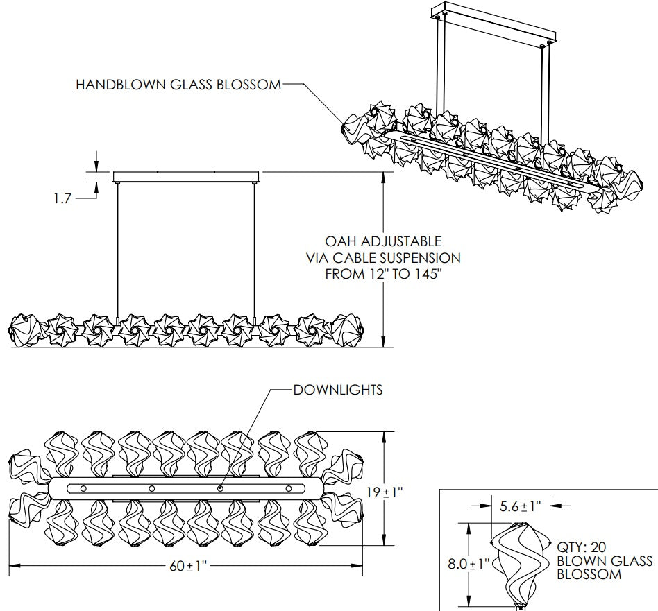 Hammerton Blossom Linear Suspension - 60