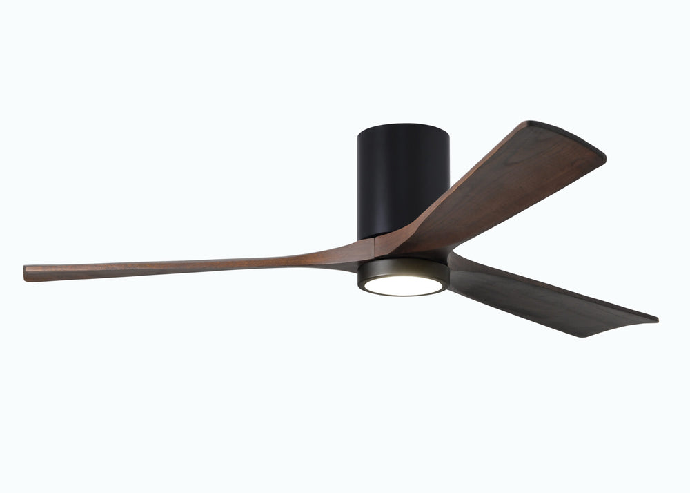 Matthews Fan Company Irene-3HLK 60" Flush Mounted Ceiling Fan with LED Light Kit Ceiling Hugger Fans Matthews Fan Company 60" Matte Black Walnut Tone