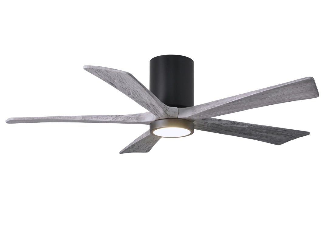 Matthews Fan Company Irene-5HLK 52" Flush Mounted Ceiling Fan with LED Light Kit Ceiling Hugger Fans Matthews Fan Company 52" Matte Black Barnwood Tone