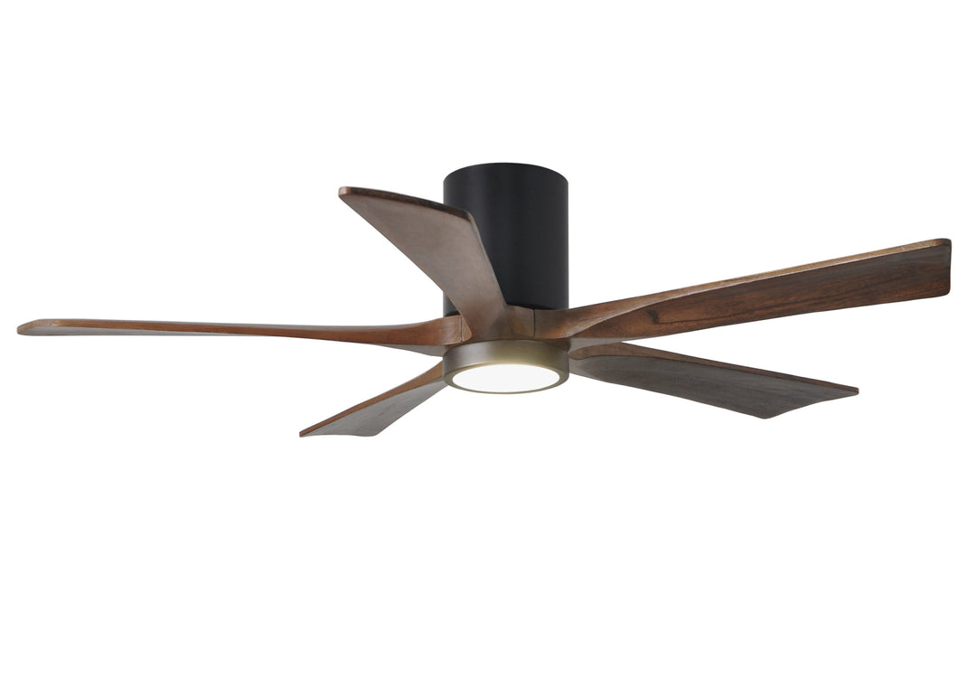 Matthews Fan Company Irene-5HLK 52" Flush Mounted Ceiling Fan Ceiling Hugger Fans Matthews Fan Company 52" Matte Black Walnut Tone