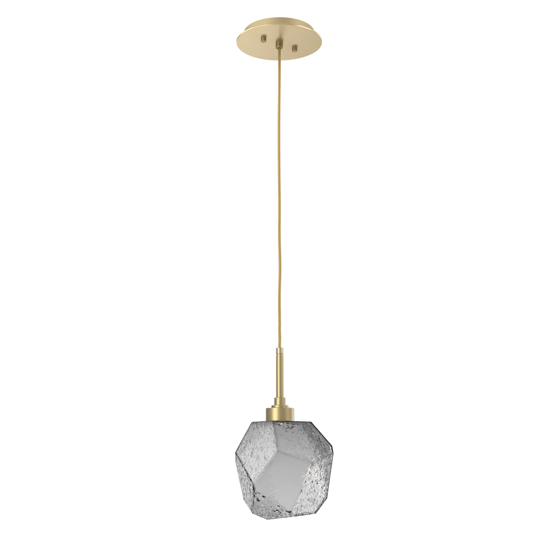 Hammerton Studio Gem Pendant - QUICK SHIP Mini-Pendants Hammerton Studio Gilded Brass Smoke Blown Glass LED – 3000K