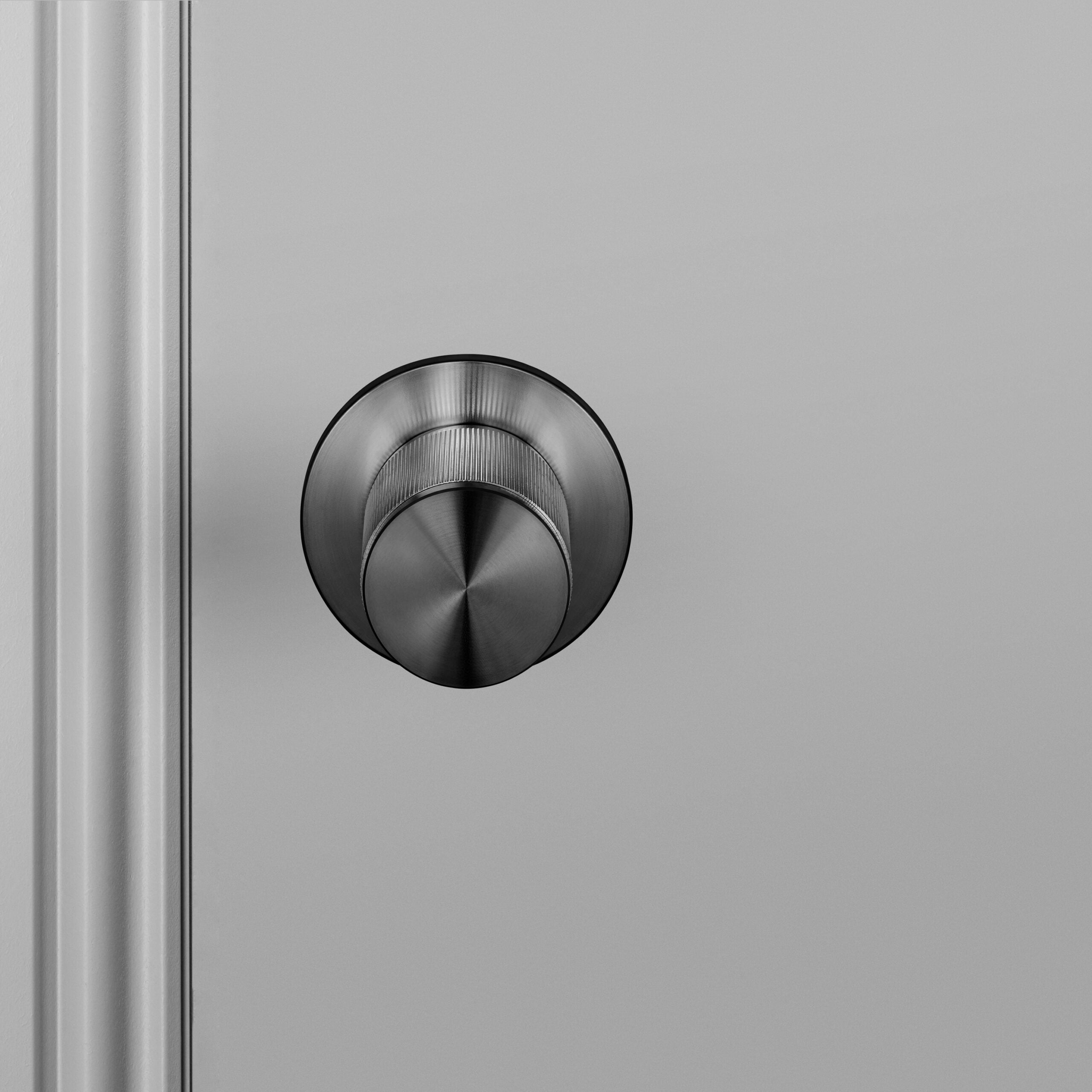 Buster + Punch Door Knob Double Sided, Linear Design, FIXED TYPE Hardware Buster + Punch Gun Metal  