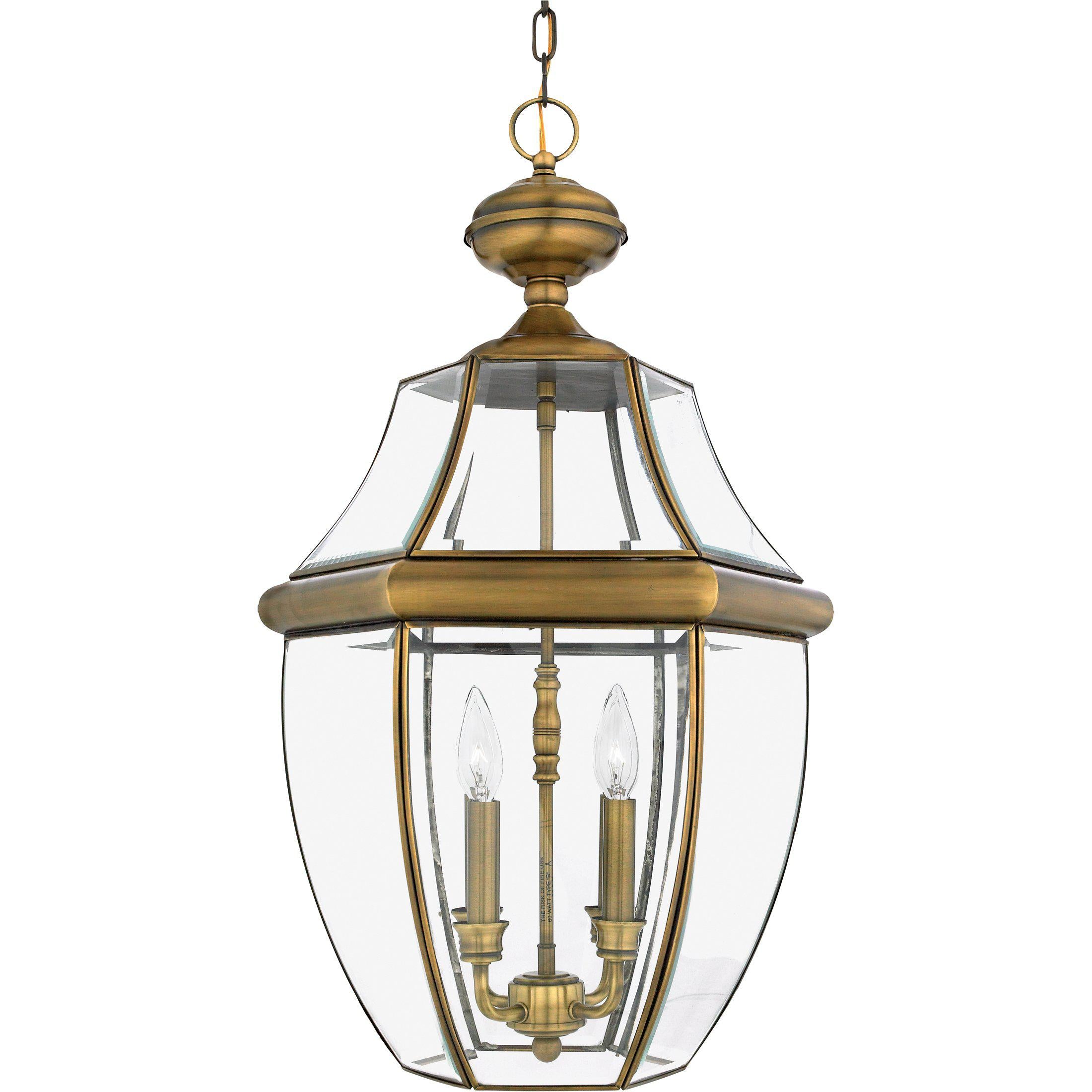 Quoizel  Newbury Outdoor Lantern, Hanging Medium Outdoor Light Fixture l Hanging Quoizel Antique Brass  