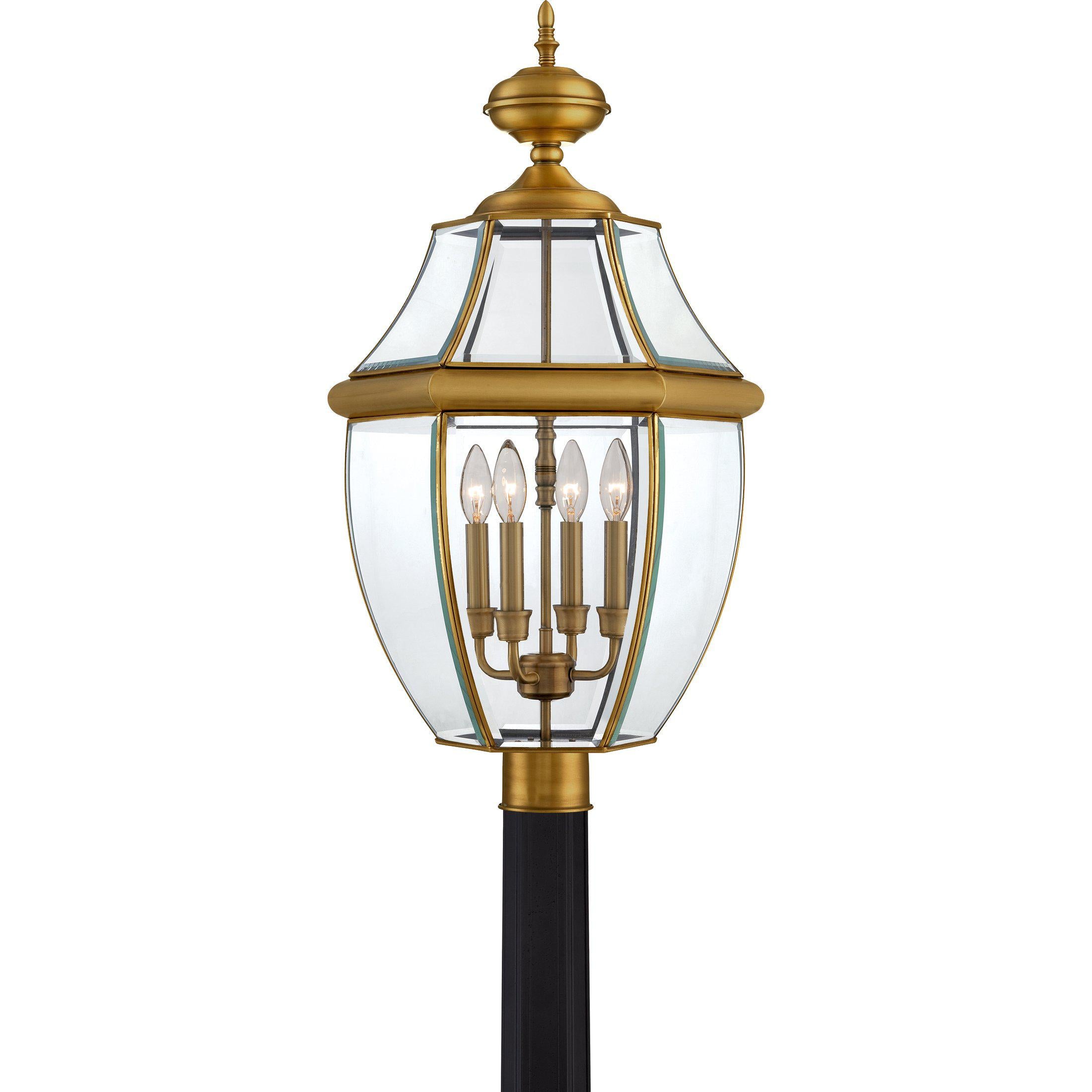 Quoizel  Newbury Outdoor Lantern, Post Large Outdoor Light Fixture Quoizel Antique Brass  