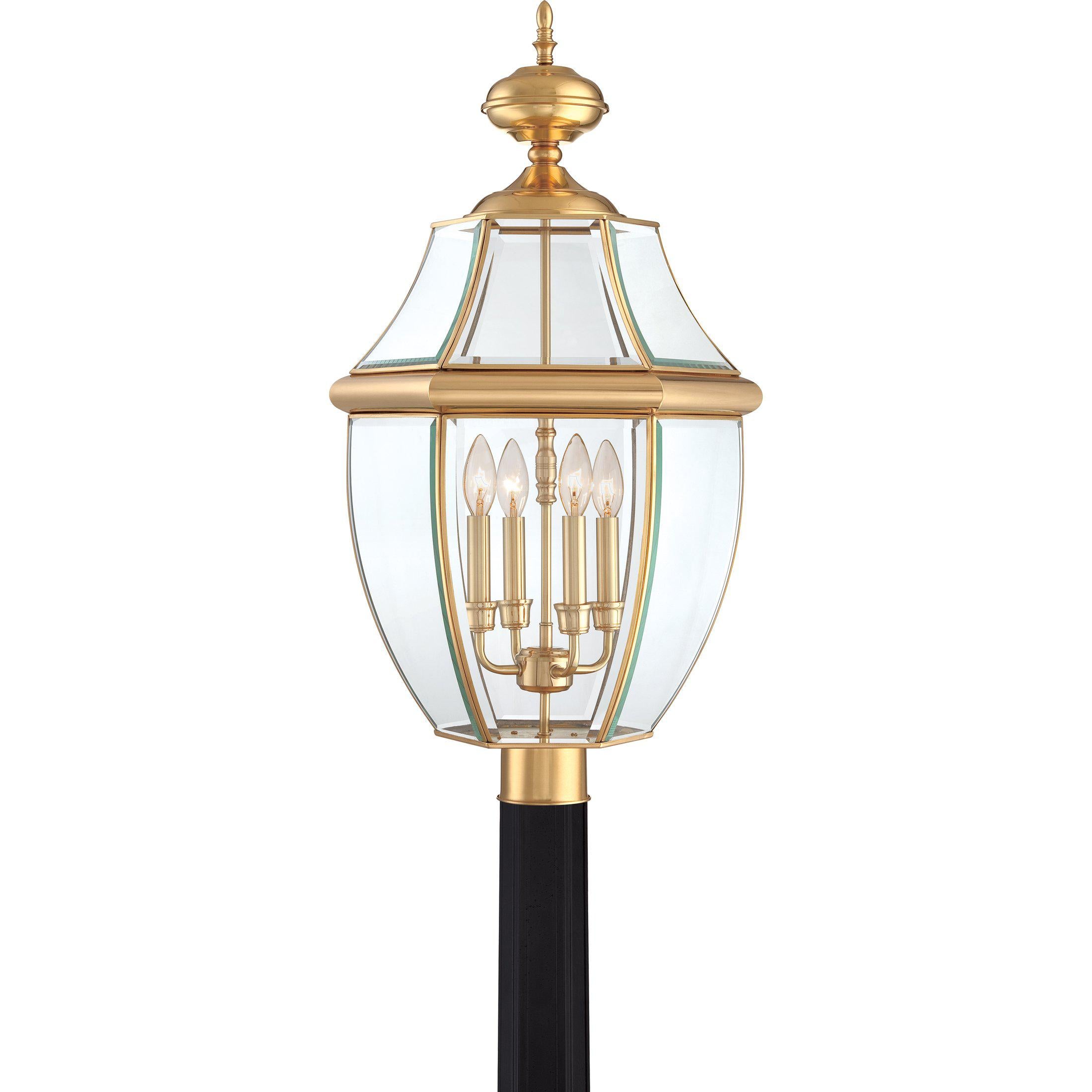 Quoizel  Newbury Outdoor Lantern, Post Large Outdoor Light Fixture Quoizel Polished Brass  