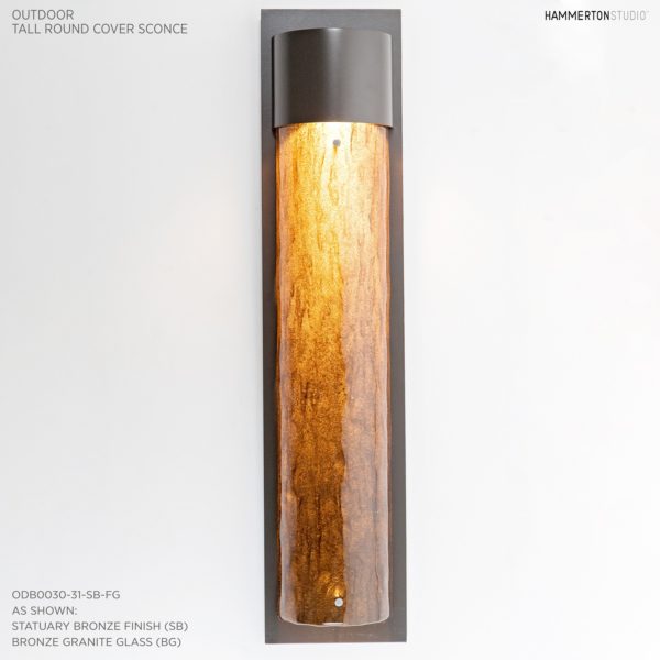 Hammerton Outdoor Tall Round Cover Sconce with Glass Outdoor Wall Lights Hammerton Studio   