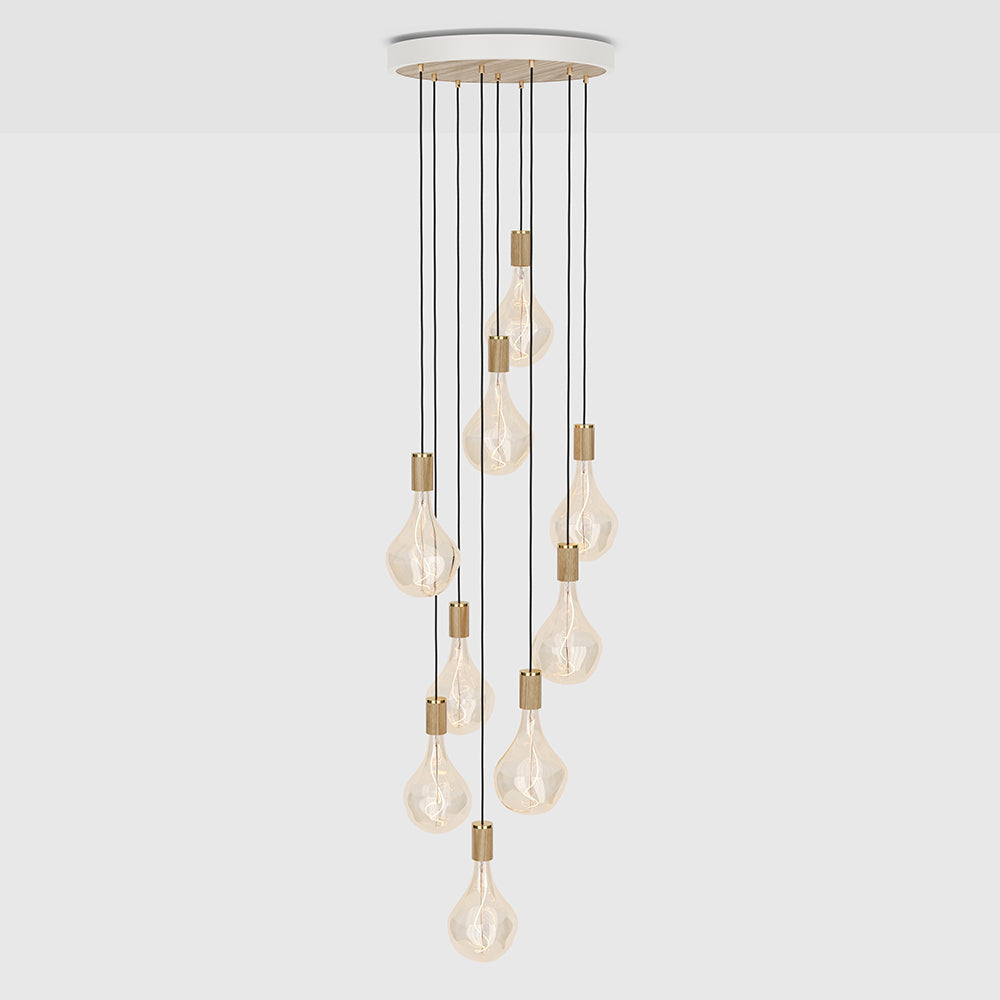 Tala Nine Pendant with Large Canopy and Voronoi II Bulbs
