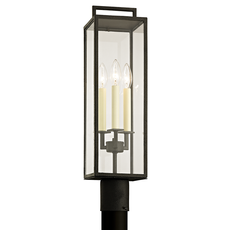 Troy Lighting BECKHAM 3LT POST P6385 Pier & Post Mount Lights Troy Lighting FORGED IRON  