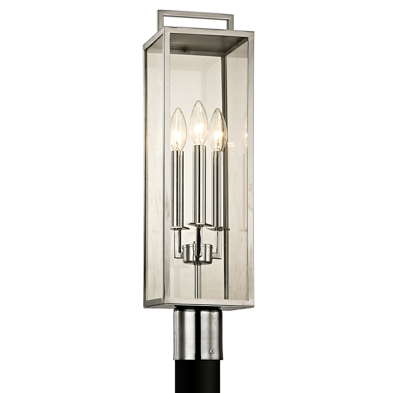 Troy Lighting BECKHAM 3LT POST P6535 Outdoor l Post/Pier Mounts Troy Lighting POLISHED STAINLESS  
