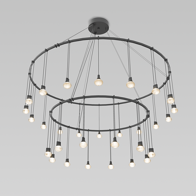 Sonneman 32"/48" Double Ring with Crystal Oval Luminaires