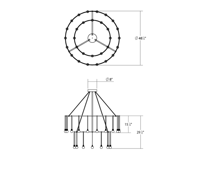 Sonneman 32"/48" Double Ring with Crystal Oval Luminaires