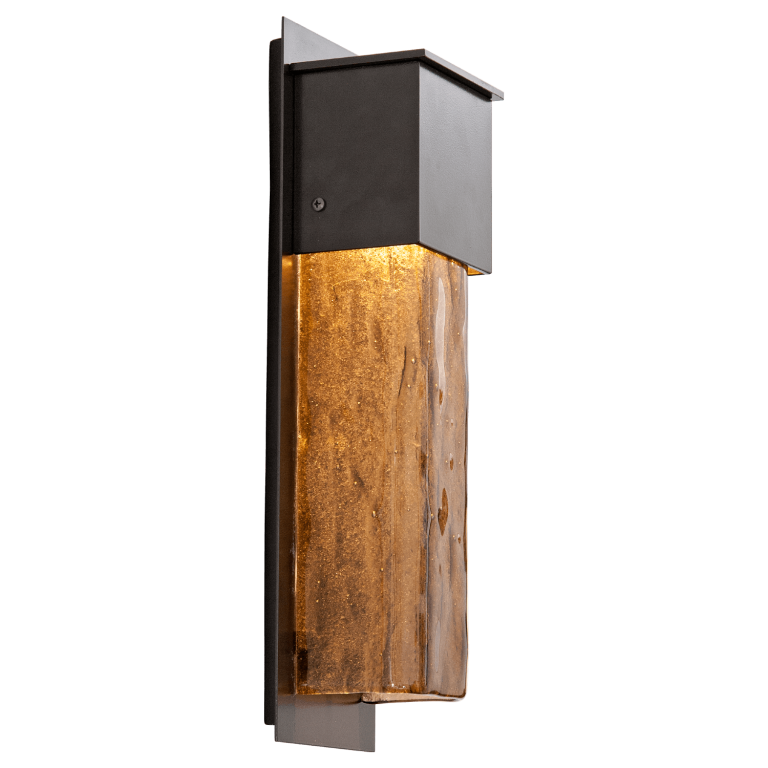 Hammerton Outdoor Short Square Cover Sconce with Glass Outdoor Wall Lights Hammerton Studio Argento Grey Granite Glass - Bronze 3000