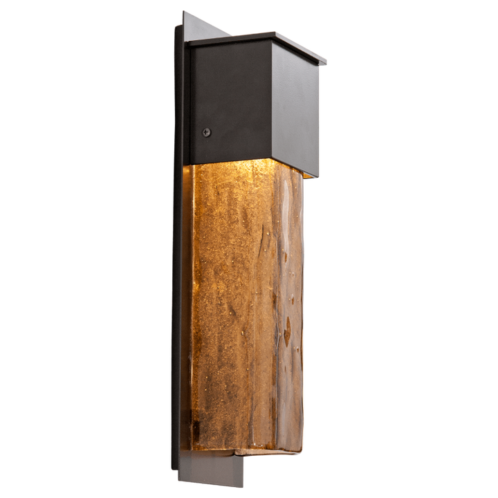 Hammerton Outdoor Short Square Cover Sconce with Glass Outdoor Wall Lights Hammerton Studio Argento Grey Granite Glass - Bronze 3000