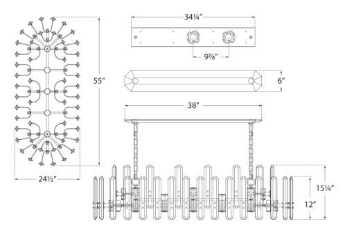 Visual Comfort Bonnington Large Linear Chandelier