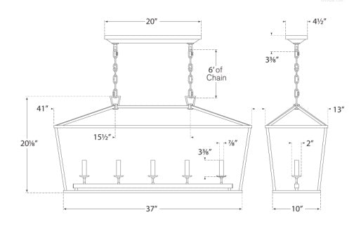 Visual Comfort Darlana Medium Linear Lantern Pendants Visual Comfort & Co.   