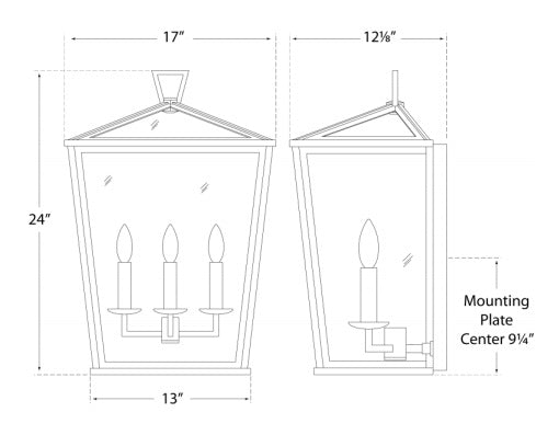 Visual Comfort Darlana Large 3/4 Lantern Outdoor Flush Mounts Visual Comfort & Co.   