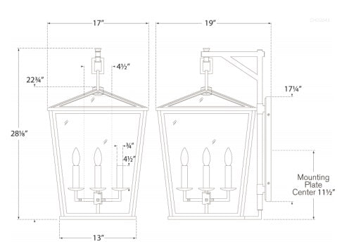 Visual Comfort Darlana Large Bracket Lantern Outdoor Flush Mounts Visual Comfort & Co.   