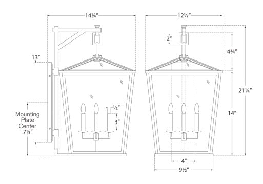 Visual Comfort Darlana Medium Bracket Lantern Outdoor Flush Mounts Visual Comfort & Co.   