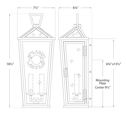 Visual Comfort Darlana Small Tall 3/4 Wall Lantern Outdoor Flush Mounts Visual Comfort & Co.   