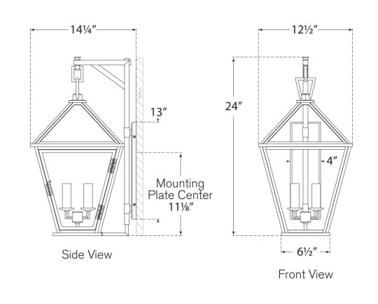 Visual Comfort Classic Darlana Medium Bracketed Wall Lantern