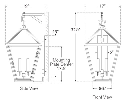 Visual Comfort Classic Darlana Large Bracketed Wall Lantern