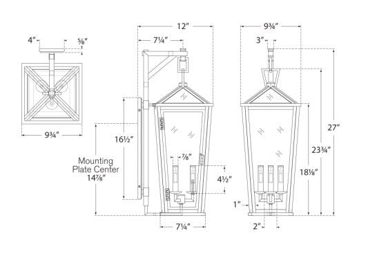 Visual Comfort Darlana Medium Tall Bracketed Wall Lantern