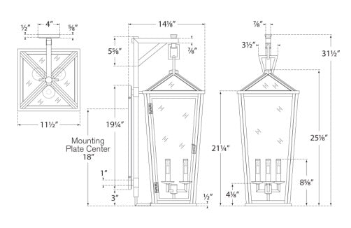 Visual Comfort Darlana Large Tall Bracketed Wall Lantern