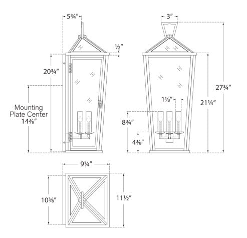 Visual Comfort Darlana Large Tall 3/4 Wall Lantern