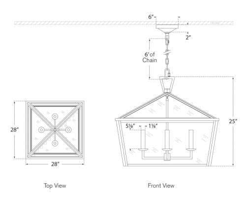 Visual Comfort Darlana Medium Wide Hanging Lantern Outdoor Hanging Lights Visual Comfort & Co.   