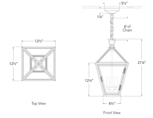 Visual Comfort Classic Darlana Medium Hanging Lantern Outdoor Hanging Lights Visual Comfort & Co.   