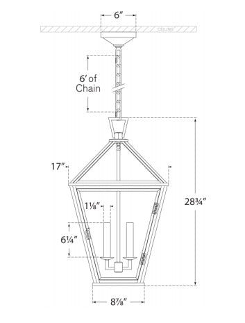 Visual Comfort Classic Darlana Large Hanging Lantern Outdoor Hanging Lights Visual Comfort & Co.   