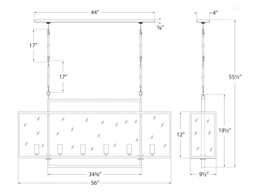 Visual Comfort Halle Large Linear Pendant