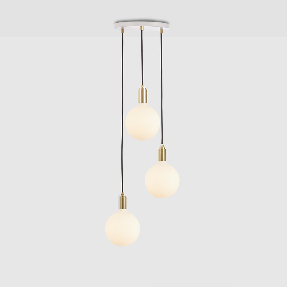 Tala Triple Pendant with White Canopy and Sphere IV Pendant Tala White Canopy, Brass Pendant  