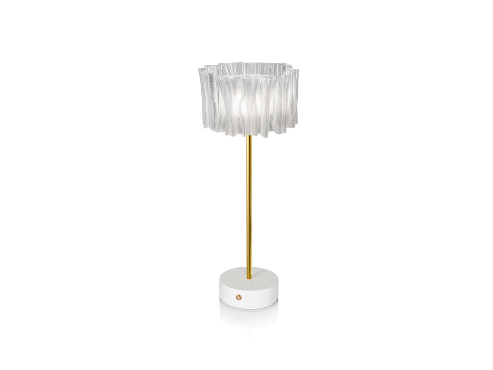 SLAMP ACCORDÉON BATTERY TABLE Lamp Slamp PRISMA WITH WHITE BASE  