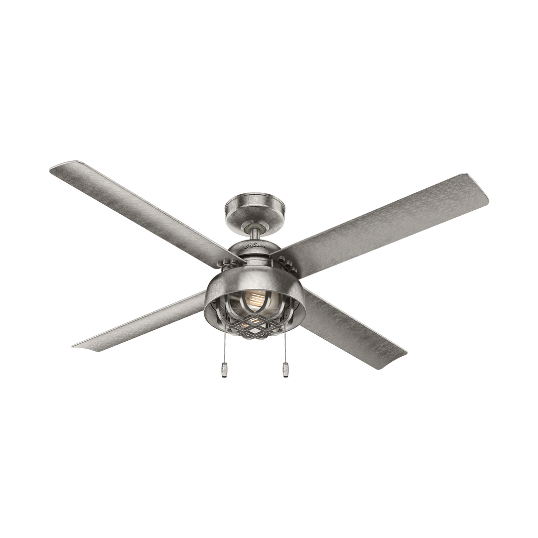 Hunter 52 inch Spring Mill Damp Rated Ceiling Fan with LED Light Kit and Pull Chain Indoor Ceiling Fans Hunter