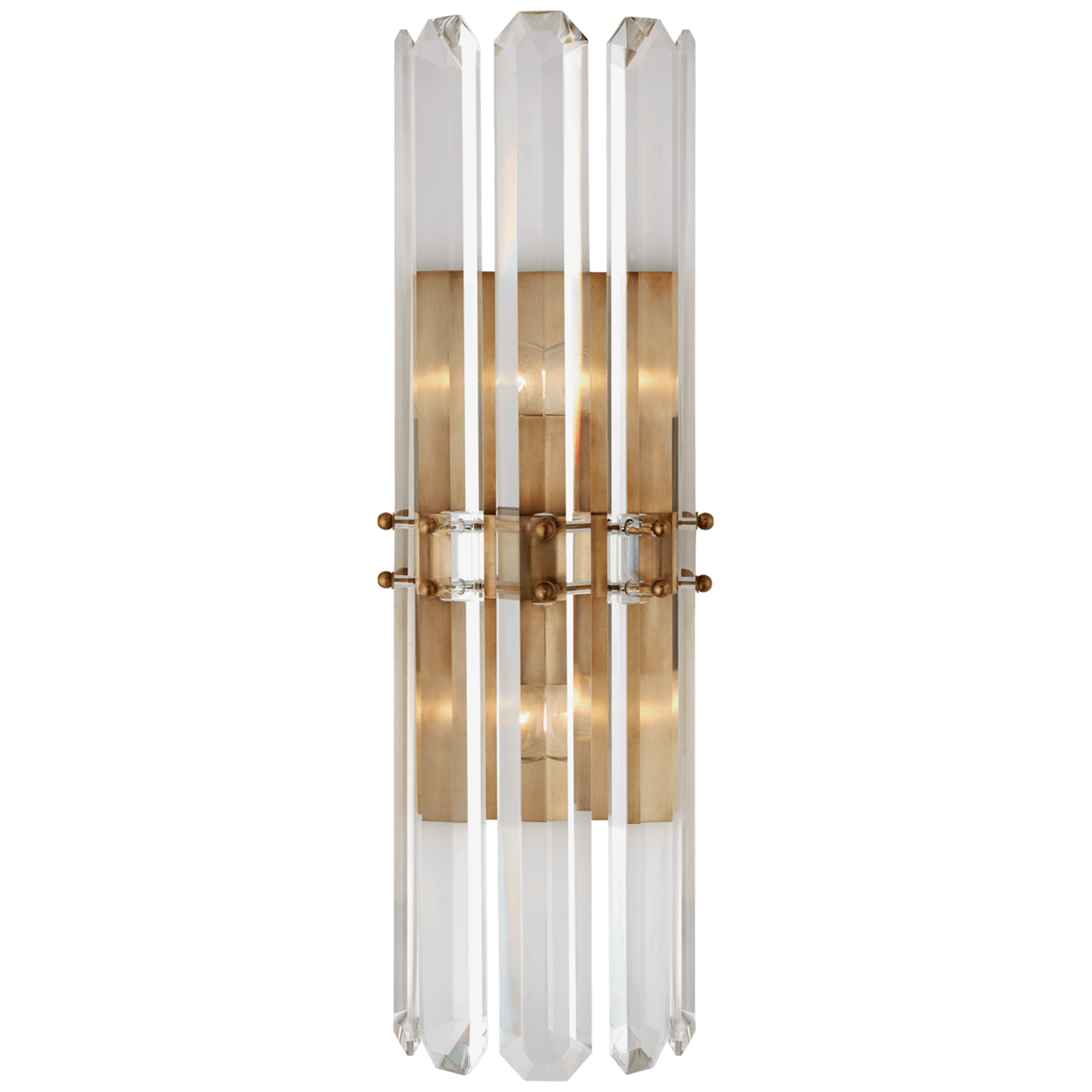 Visual Comfort Bonnington Tall Sconce Wall Light Fixtures Visual Comfort Hand-Rubbed Antique Brass Crystal 