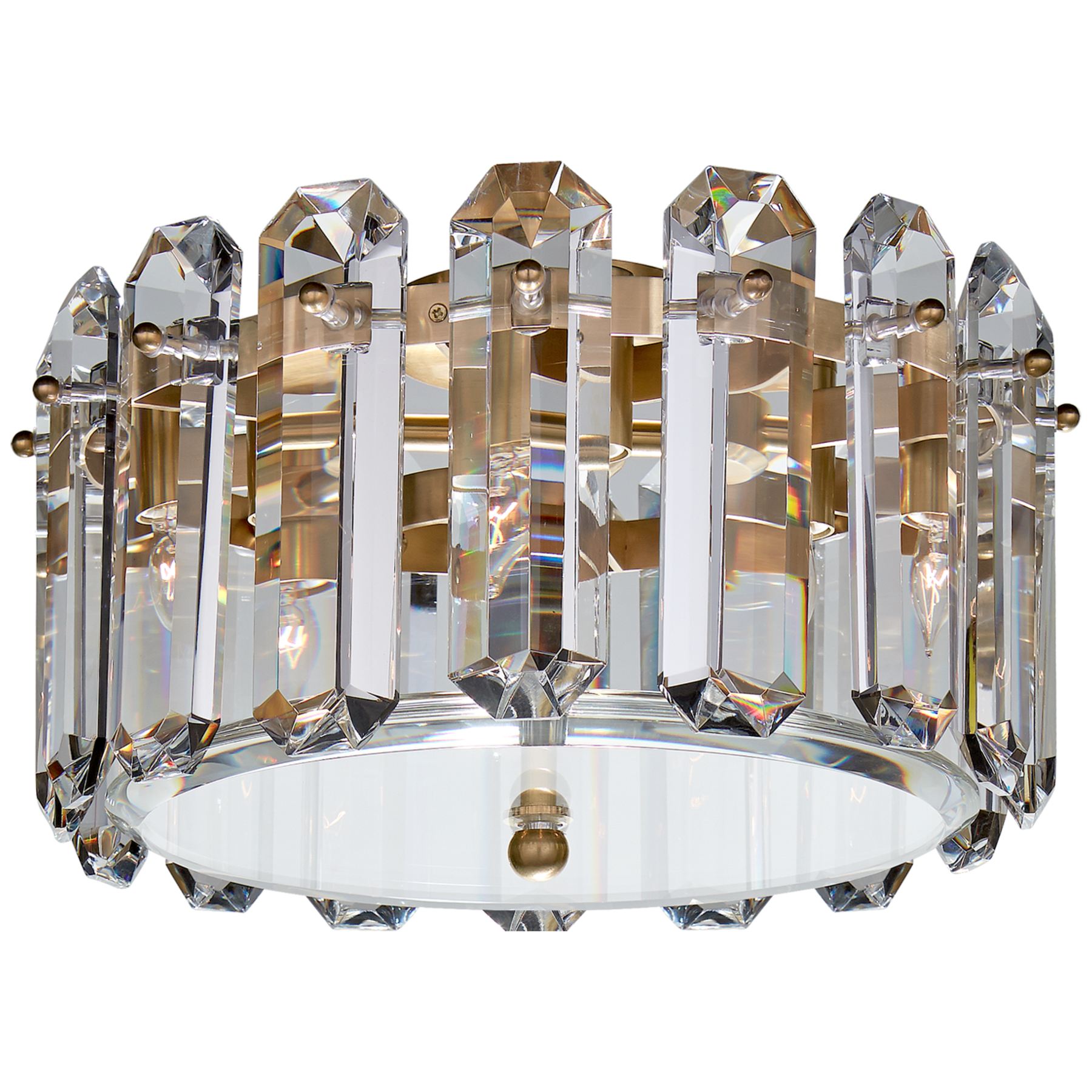 Visual Comfort Bonnington Small Flush Mount Flush Mount Ceiling Light Visual Comfort Hand-Rubbed Antique Brass Crystal 