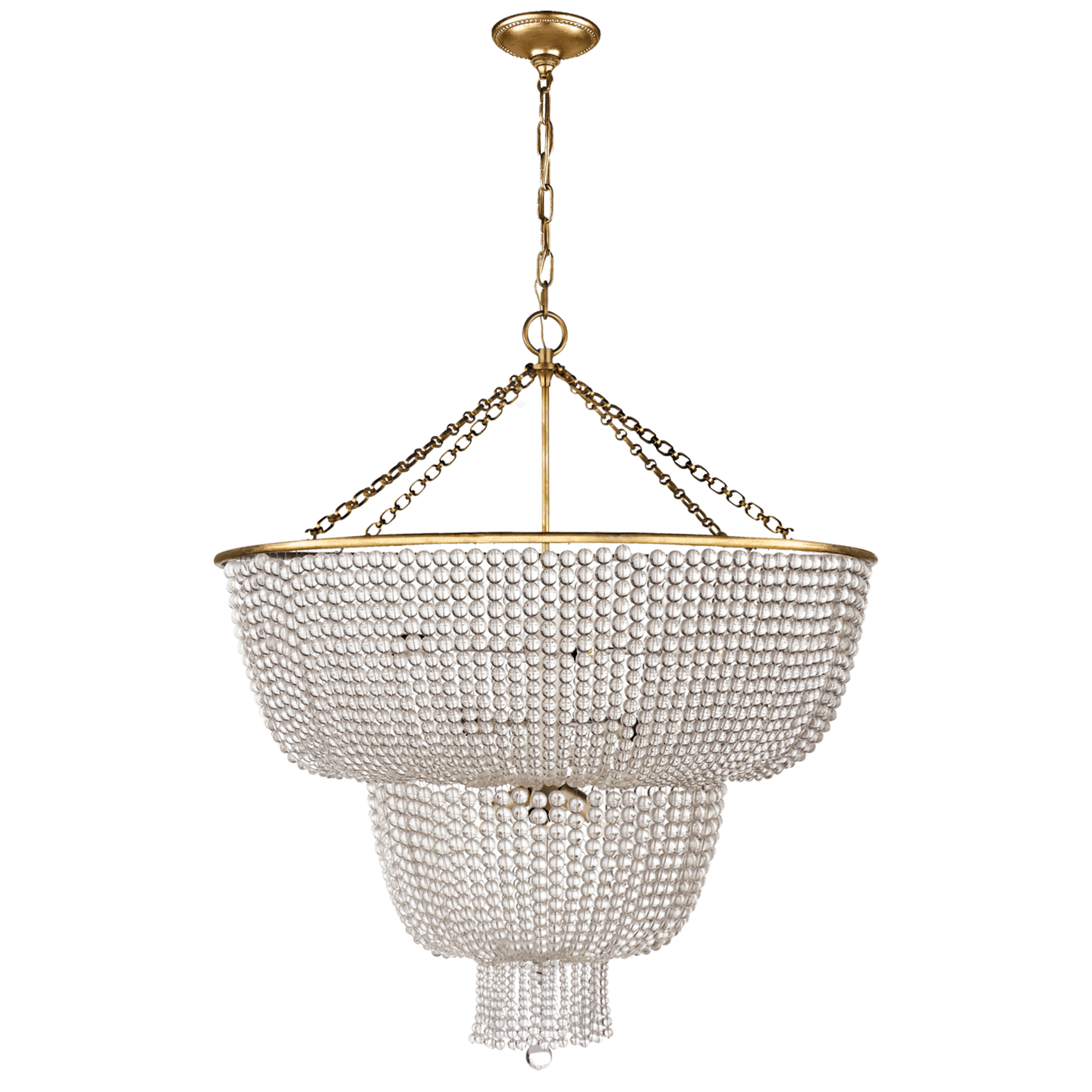 Visual Comfort Jacqueline Two-Tier Chandelier Chandeliers Visual Comfort Hand-Rubbed Antique Brass Clear Glass 